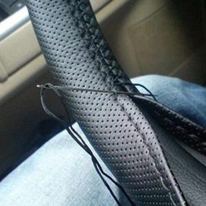 【Lejia】37-38cm Car Truck Steering Wheel Cover With Thread Black Bangladesh (New)