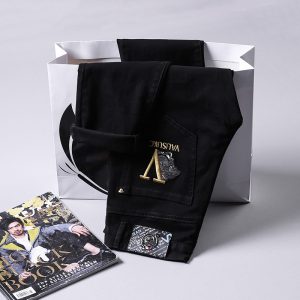 【Expert Recommended】 2022Spring and Summer Embroidered Jeans Men's European Station Korean Style Slim-Fitting Ankle-Tied Stretch Fashion European Goods Men's Pants Bangladesh (New)
