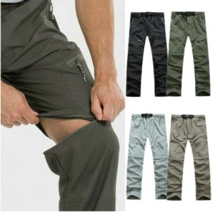 【Must-Have Style】 Hiking Pants UV Protection Lightweight Zip-Off Convertible Trousers Water-Resistant Stretch Men's Outdoor Pants for Trekking Bangladesh (New)