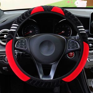 【Be worth】 38cm Elastic Warm Anti-slip Wheel Cover 15" Car Steering Wheel Cover Plush Little Monster Car Styling Car Accessories for Women Leima Bangladesh (New)