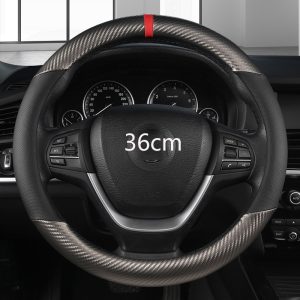 【Deal】 36cm Leather Carbon Fiber Car Steering Wheel Cover Size S for Civic Ciimo Jade Alto NISSAN Juke Auto Acces Bangladesh (New)