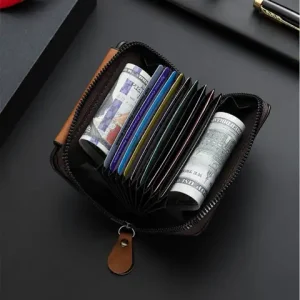 Zipper Three Fold Wallet Solid Color Multifunctional Men Card Holder ID Card Holder Short Wallet Business Clutch Bag Travel Bangladesh (New)