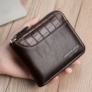 Leather Men’s Wallet Luxury Mens Purse Male Zipper Card Holders with Coin Pocket Rfid Wallets Gifts for Men Money Bag Bangladesh (New)