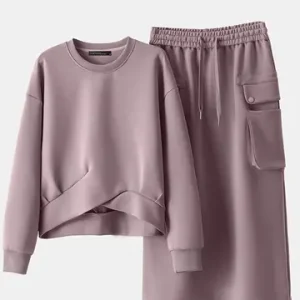 ZANZEA Plus Size Womens Fashion 2 Pieces Sets Long Sleeve Knotted Hem Sweatshirts and Midi Skirts 2pcs Outfits Casual Skirt Sets Bangladesh (New)