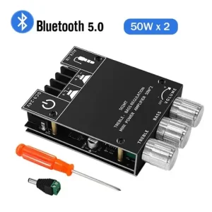 ZK-502MT 2X50W Bass AMP Bluetooth 5.0 Subwoofer Amplifier Board Channel High Power Audio Stereo Amplifier Power Subwoofer Board Bangladesh (New)