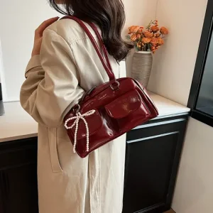 For Women 2025 Korean Edition New Simple Leisure Pillow Bag Trendy Versatile Shoulder Bag Fashionable Underarm Bow Bag Bangladesh (New)