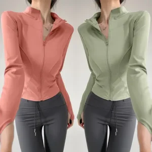 Sun Quick Drying Sports Coat Women's Tight Top Yoga Jacket Long Sleeve Zipper Jacket Running Fitness Women's Jacket S-3XL Bangladesh (New)