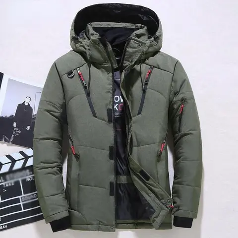-20 Degree Down Jacket Male Winter Parkas Men White Duck Down Jacket Hooded Outdoor Thick Warm Padded Snow Coat Oversize M-4XL Bangladesh (New)