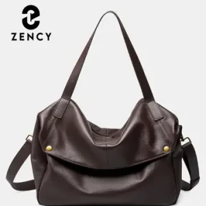 Zency Large Capacity Shoulder Bag Purse Genuine Leather Women's Work Tote Bag Handbag Shopper Bag Pocket For A4 ipad Crossbody Bangladesh (New)