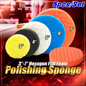 【New release】 5Pcs Car Polishing Pad Kit 3/4/5/6/7 Inch Self-Adhesive Buffing Wheel Car Detailing Waxing Sponge Pads Auto Care Cleaning Tool Bangladesh (New)