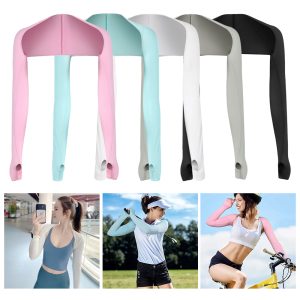 【Atoztide Store】1 Pair Summer Cycling Arm Sleeves Cover UV Sun Protection Oversleeves Ice Silk Oversleeve For and Driving Bangladesh (New)